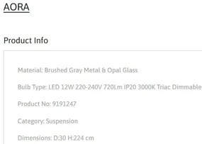 Lustra, Pendul LED, Sticla Opaca, AORA, NVL-9191247