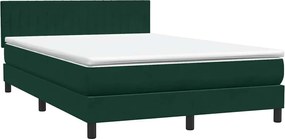 vidaXL Pat box spring cu saltea, verde închis, 160x210 cm, catifea