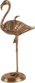 Cutie decorativă din alamă, aurie, în formă de flamingo, cu compartiment secret, finisaj antichizat, 29 x 15 x 7 cm, „Flamenco”