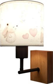 Brilagi - Lampă de perete BOBO WOOD 1xE27/25W/230V stejar/negru/crem/iepurași