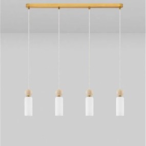 Lustra cu 4 pendule, Metal, Auriu, Travertin, Sticla, FILOMENA