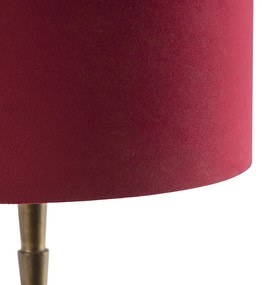 Lampă de masă Art Deco nuanță de catifea bronz roșu 35 cm - Pisos
