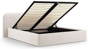 Pat matrimonial fildeș tapițat cu spațiu de depozitare cu somieră 180x200 cm Elizabeth – Micadoni