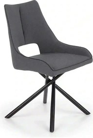 Scaun tapitat K409, gri inchis/negru, stofa clasica/metal, 49x52x84 cm
