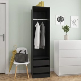 vidaXL Șifonier cu sertare, negru, 50x50x200 cm, lemn prelucrat