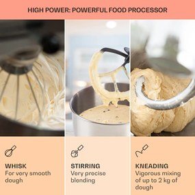 Klarstein Bella Elegance, robot de bucătărie, 1800W, 1,7 HP, 6 nivele, 5 litri, negru