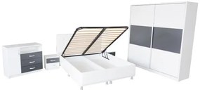 Dormitor Milano cu Pat Alb 140x200 cm