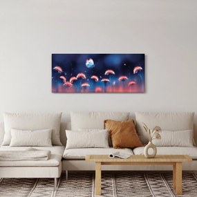 Tablou cu păpădii cu fluture albastru (120x50 cm)