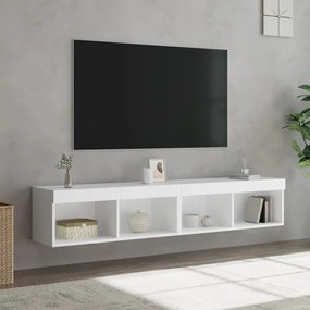 837142 vidaXL Comode TV cu lumini LED, 2 buc., alb, 60x30x30 cm