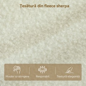 HOMCOM Divan 2 Locuri Imbottit în Sherpa cu Perne Detașabile, Picioare din Lemn de Eucalipt, Design Compact pentru Living, 137x69x82 cm, Crem | Aosom Romania