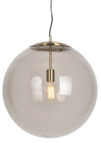 Lampă modernă suspendată din alamă cu sticlă fumurie 50 cm - Ball
