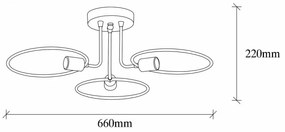 Lustra 3 Becuri Circle - 1341, Soclu E27, Max. 40W, Culoare Negru