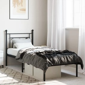 374330 vidaXL Cadru de pat metalic cu tăblie, negru, 80x200 cm