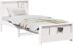 vidaXL Cadru de pat cu headboard Alb 75 x 190 cm Lemn compozit