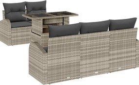 vidaXL Set de canapele pentru grădină 6 pcs Gri deschis Poli Rattan