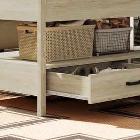 HOMCOM Masă de cafea extensibilă, masă de cafea cu sertare și compartiment ascuns pentru sufragerie, birou acasă, stejar | Aosom Romania