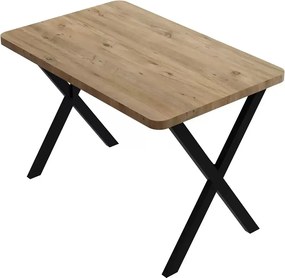 Set masa cu 4 scaune metal, Amsterdam Homs, nuc/negru 70 x 110 cm