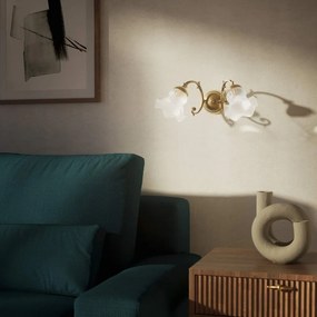 Aplica de perete stil clasic italian din alama si sticla Ricciolo