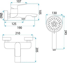Baterie de cadă PREMIUM REA Vision Brush Gold