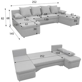 Colțar extensibil universal în formă de U cu spațiu de depozitare ALMEIDA antracit