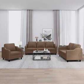 vidaXL Set de canapele cu perne, 3 piese, maro, textil
