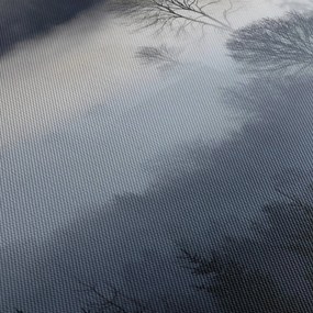 Tablou cu ceță deasupra pădurii (cu ceas) (90x30 cm)