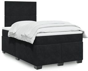 vidaXL Pat box spring cu saltea, negru, 120x200 cm, catifea