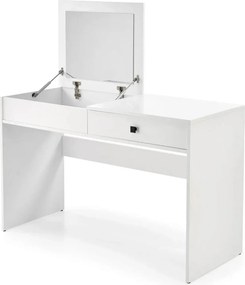 Masa de toaleta MEGAN, alb, PAL laminat, cu oglinda, 120x50x76 cm