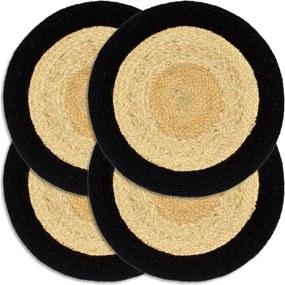 vidaXL Naproane, 4 buc., natural și negru, 38 cm, iută și bumbac