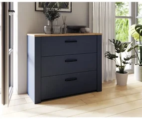Comoda Boho Stejar Riviera Si Stejar Bleumarin, 101.6 Cm