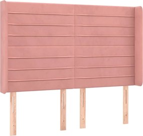 vidaXL Tăblie de pat cu aripioare, roz, 147x16x118/128 cm, catifea