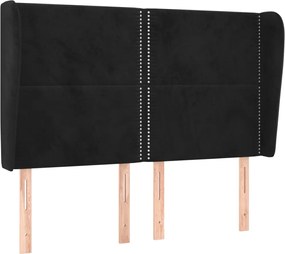 vidaXL Tăblie de pat cu aripioare, negru, 147x23x118/128 cm, catifea