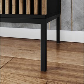 Comodă TV lemn masiv Sia Negru, 150 × 40 × 60 cm