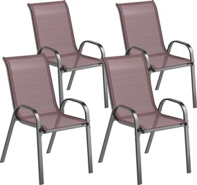 Outsunny Set de 4 Scaune Suprapozabile cu Spătar Înalt și șezut din Plasă, 54x71x93 cm, Negru | Aosom Romania