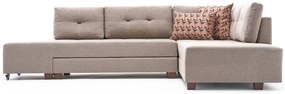 Coltar extensibil pe dreapta Manama, Balcab Home, 280x206x85 cm, lemn, crem