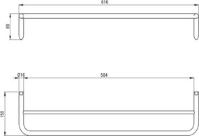 SILIA - Suport dublu pentru prosoape, montare pe perete, Bronz Periat (ADI_C631)