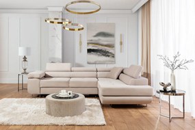 Coltar extensibil dreapta 4 locuri, ELTAP, Anton, 272x203x85 cm, lemn/poliester, bej deschis