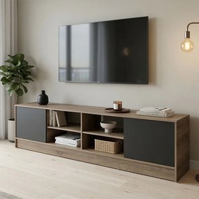 Comoda TV Tivara, nuanta sonoma-antracit, 180 x 35 x 41.5 cm