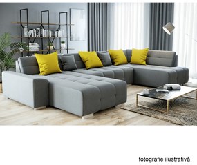Canapea, gri/muştar, model dreapta, BELLIS U