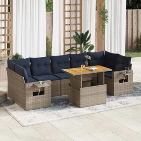 vidaXL Set canapele de grădină cu perne, 8 piese, gri, poliratan