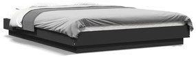 3281134 vidaXL Cadru de pat cu lumini LED, negru, 135x190 cm, lemn prelucrat