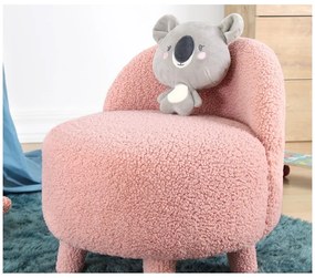 Fotoliu pentru copii roz deschis cu tapițerie din stofă bouclé Moouv – Artie