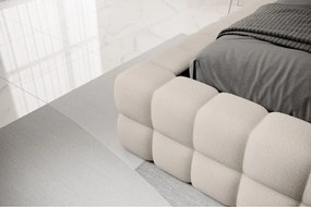 Pat matrimonial bej tapițat cu spațiu de depozitare cu somieră 160x200 cm Dizzle – ELTAP