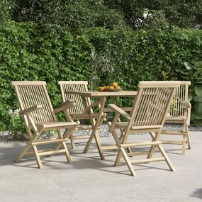 vidaXL Scaune de grădină pliante 4 buc. gri 56x61x89 cm lemn masiv tec