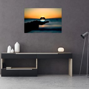 Tabloul cu bilă din sticlă în palmă (90x60 cm)