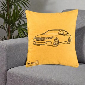 Perna Personalizata BMW Seria 7 Linie Minimalista, 40x40 cm, Galben, Husa Detasabila, Perna Inclusa, BEKZ®