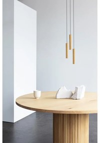 Lustră în culoare naturală LED din lemn masiv de stejar cu abajur din lemn ø 3 cm Chimes – UMAGE