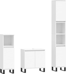 vidaXL Set dulapuri de baie, 3 piese, alb, lemn prelucrat