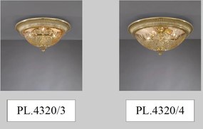 Candelabru 5 brate design italian din alama si sticla chihlimbar 4320