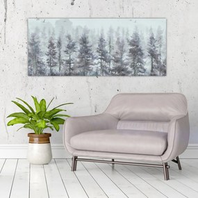 Tablou - Pădurea de pini II., aquarel (120x50 cm)